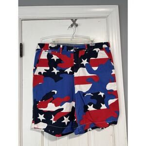 MENS SIZE 38 RED/WHITE/BLUE CAMO/STARS & STRIPES POLO RALPH LAUREN SHORTS